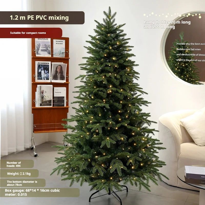 Pre-Lit Mixed PVC Christmas Tree – Dense Branches, LED Lights, Large Holiday Xmas Tree for Home Christmas Decoration