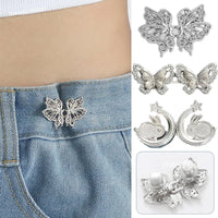 Jeans Button Adjustable Clips for Pant Skirts Waist Tightener Buckle Snap Button Adjuster Butterfly Pin Button Clothing Supplies