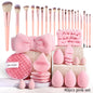 Makeup Brushes and Sponges Set, Pink Makeup Puff,  Headband, Wristband Remover ,  8-16mm DIY Eyelash Extension Kit makeup tool
