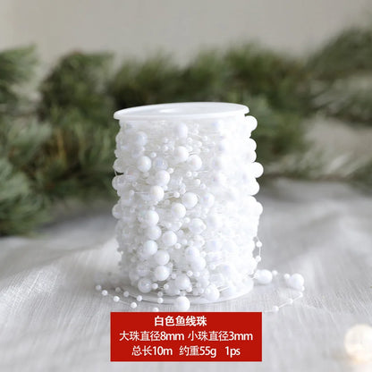 10M/Roll Pearl Chain Christmas Decorations Christmas Tree Pendant for Home Room Decor Party New Year DIY Gift Ornament Accessory