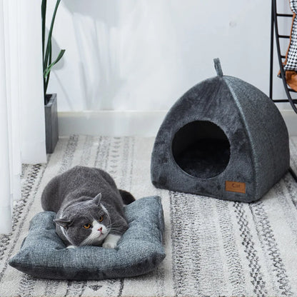 Winter Warm Cat Bed Comfortable Foldable Cat's House Plush Pet Soft Bed Sofa for Small Medium Dogs Cats Puppy Sleep Cushion Nest