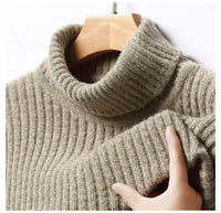 New Casual Men's Turtleneck Sweater in Winter Knitted Trendy High-end Thickened Slim Base Warm