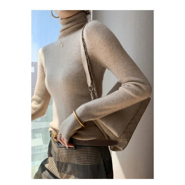 2025 Classic Turtleneck Solid Color Sweater Autumn New Korean Style Long Sleeved Slim Fit Sweater Fashion Knitted Primershirt