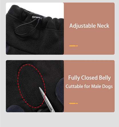 Winter Fleece Overalls for Small Dogs Closed Stomach Warm Dog Clothes Soft Pet Coat Jumpsuit for Male Female Dogs Cuttable Belly