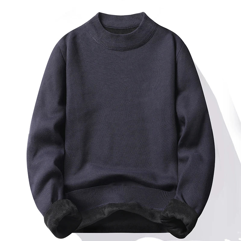 Half Turtleneck Knitwear Sweater New Autumn/Winter Mock Neck Sweatshirts Solid Color Pullovers Man Brand Casual Mens Clothing