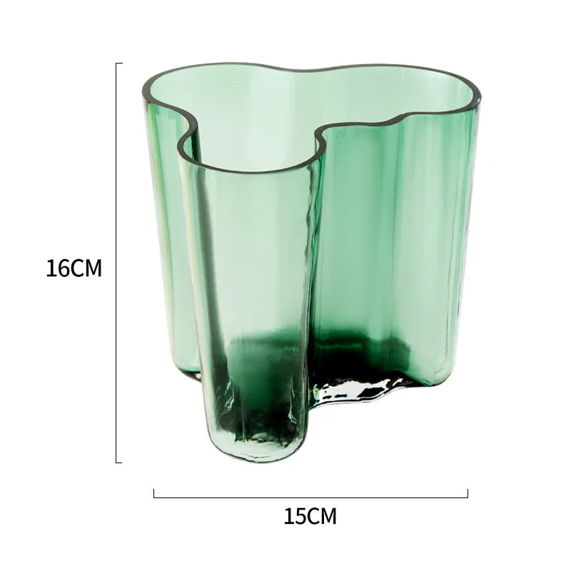 Green Glass Vase Modern Styel Transparent Flower Vase Floral Arrangement Accessories Terrarium Room Decoration Accessories