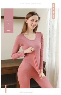 Warm Women's Thermal Underwear Sexy Ladies Intimates Long Johns Women Shaped Sets Female Middle Collar Thermal Shaping Clothes