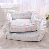 Autumn Winter Korean Style Floral Border Dogs Cat Bed Detachable Washable Warm Cute Pets Mat Four Seasons Universal Pet Supplies