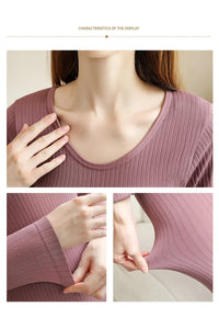 Warm Women's Thermal Underwear Sexy Ladies Intimates Long Johns Women Shaped Sets Female Middle Collar Thermal Shaping Clothes