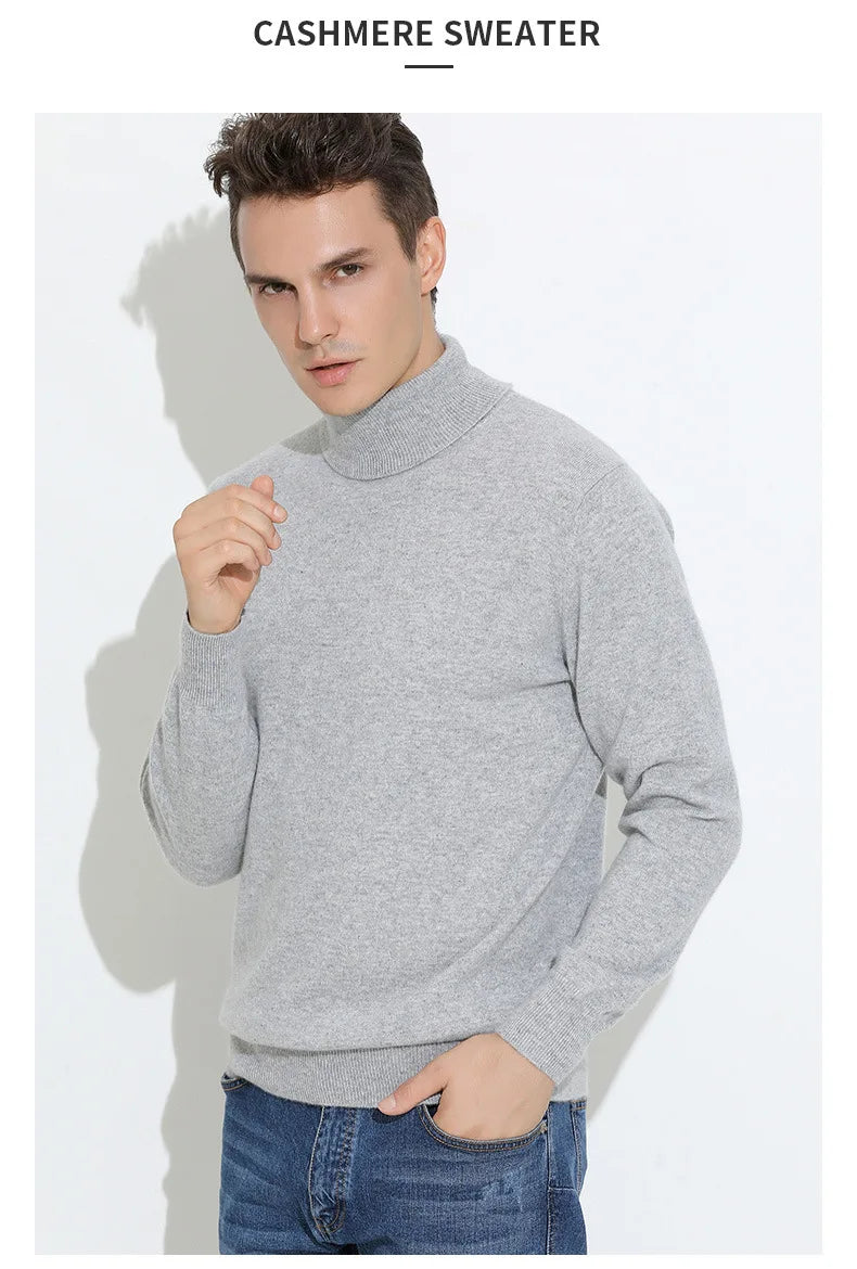 Turtleneck Men Pullover Cashmere Cotton Blend Knitted Sweater 2025 Autumn Winter  Daily Basic Warm Turtle Neck Jumper Pull Homme