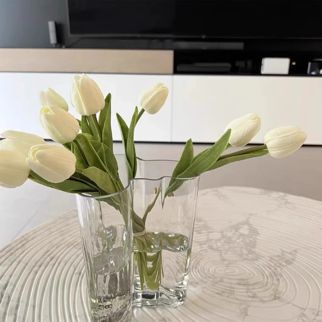 Green Glass Vase Modern Styel Transparent Flower Vase Floral Arrangement Accessories Terrarium Room Decoration Accessories