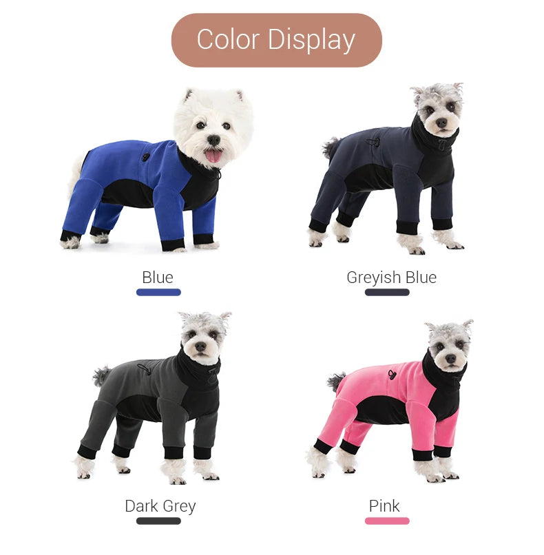 Winter Fleece Overalls for Small Dogs Closed Stomach Warm Dog Clothes Soft Pet Coat Jumpsuit for Male Female Dogs Cuttable Belly