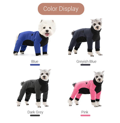 Winter Fleece Overalls for Small Dogs Closed Stomach Warm Dog Clothes Soft Pet Coat Jumpsuit for Male Female Dogs Cuttable Belly