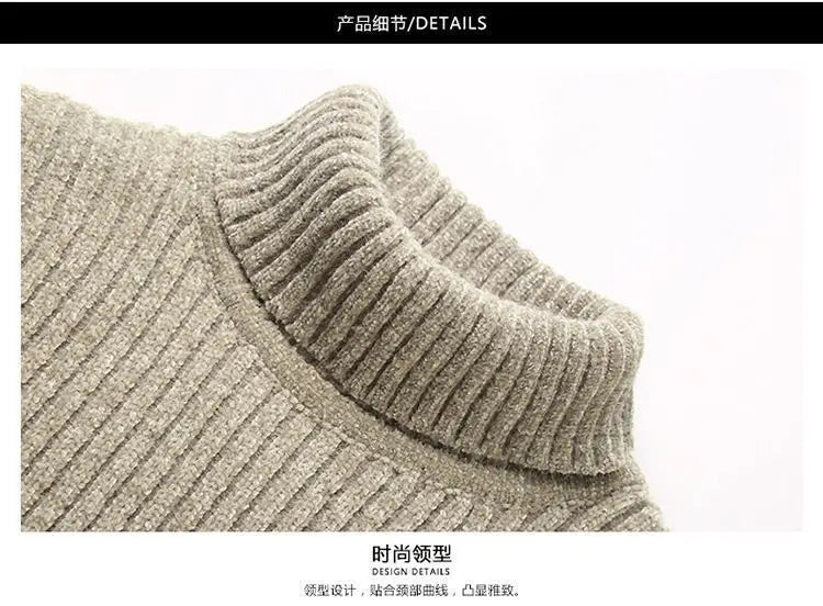 New Casual Men's Turtleneck Sweater in Winter Knitted Trendy High-end Thickened Slim Base Warm