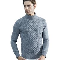 Fashion TurtleNeck Men's Knitted Sweaters Cashmere Sweater 100% Merino Wool Thick Knit Pullover Winter Fall Male Jumper Clothing