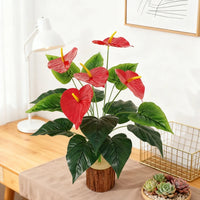 Artificial Plants 18 Head Anthurium Home Room Outdoor Garden Landscape Layout Festival Wedding Decora Potted Plant Photography