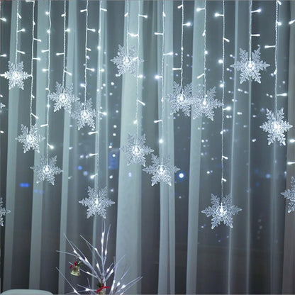 Christmas Decor Snowflake Window Curtain Garlands Led Icicle Fairy Lights  Outdoor Garland for Home Party Garden New Year Decor