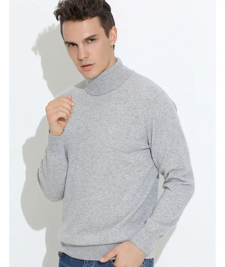 Turtleneck Men Pullover Cashmere Cotton Blend Knitted Sweater 2025 Autumn Winter  Daily Basic Warm Turtle Neck Jumper Pull Homme
