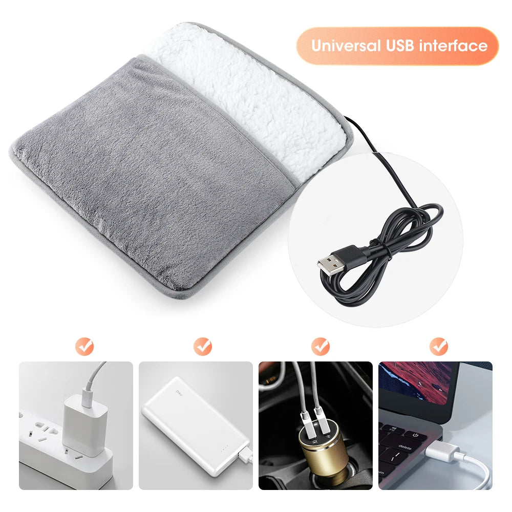 USB Winter Electric Foot Heating Pad Under Desk Household Foot Warmer Heater Soft Plush Foot Warming Thermostat Mat Warm Pad