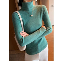 2025 Classic Turtleneck Solid Color Sweater Autumn New Korean Style Long Sleeved Slim Fit Sweater Fashion Knitted Primershirt