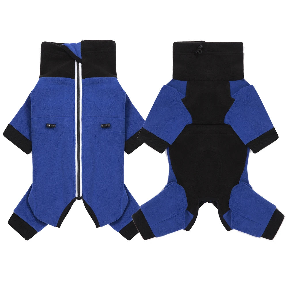 Winter Fleece Overalls for Small Dogs Closed Stomach Warm Dog Clothes Soft Pet Coat Jumpsuit for Male Female Dogs Cuttable Belly