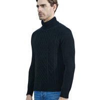 Fashion TurtleNeck Men's Knitted Sweaters Cashmere Sweater 100% Merino Wool Thick Knit Pullover Winter Fall Male Jumper Clothing