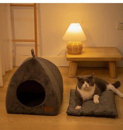 Winter Warm Cat Bed Comfortable Foldable Cat's House Plush Pet Soft Bed Sofa for Small Medium Dogs Cats Puppy Sleep Cushion Nest