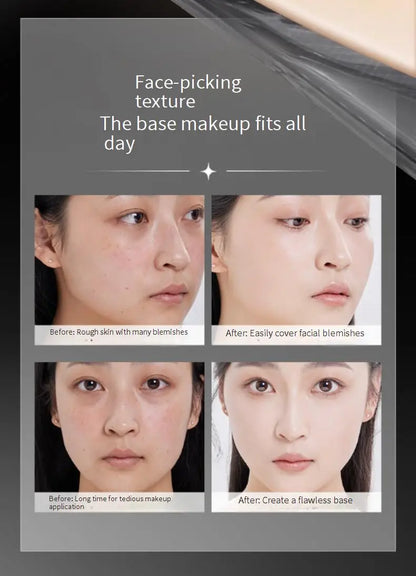 LIFE GIRLS Water Cream Foundation Stick 2-in-1 w/Brush｜Buildable Dewy Glow｜Korean Glass Skin Makeup｜Long Lasting & Travel Friend