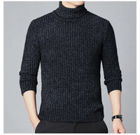 New Casual Men's Turtleneck Sweater in Winter Knitted Trendy High-end Thickened Slim Base Warm