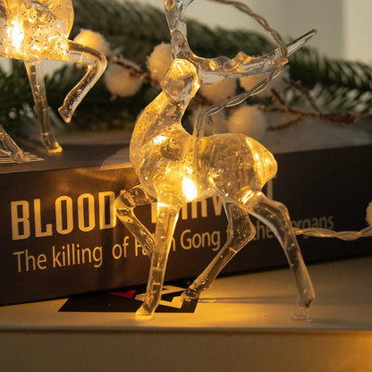 1.5/3m 3D Christmas Festive Reindeer Shaped Battery Operated String Lights Indoor Decorative LED Lights for Christmas Tree Decor