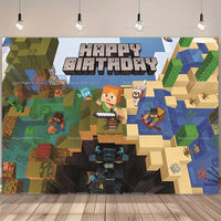 Game Theme Birthday Backdrop Pixel Background for Photography Boys Gaming Birthday Party Decorations Banner Baby Shower Supplies