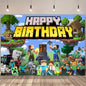 Game Theme Birthday Backdrop Pixel Background for Photography Boys Gaming Birthday Party Decorations Banner Baby Shower Supplies