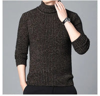New Casual Men's Turtleneck Sweater in Winter Knitted Trendy High-end Thickened Slim Base Warm