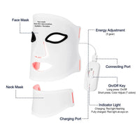 Silicone LED Mask Face With Neck 7 Colors LED Photon Red Light Infrared Therapy Flexible Facial Mask Repair Skin Wireless Use