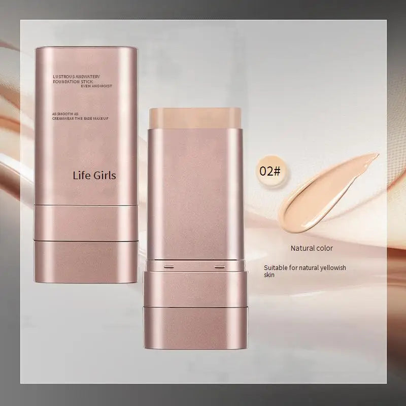LIFE GIRLS Water Cream Foundation Stick 2-in-1 w/Brush｜Buildable Dewy Glow｜Korean Glass Skin Makeup｜Long Lasting & Travel Friend