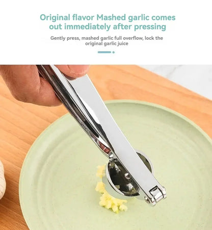 Garlic Press Anti-Skid Thickened Garlic Clip Multifunctional Zinc Alloy Stainless Steel Manual Pull Type Garlic Punch