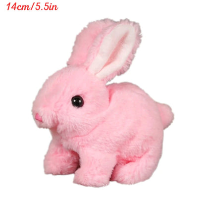 Cute Electric Rabbit Interactive Plush Toys Bunny With Carrot Walking Wiggle Ears Wag Tail Stuffed Peluche Doll Birthday Gifts