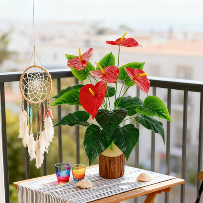 Artificial Plants 18 Head Anthurium Home Room Outdoor Garden Landscape Layout Festival Wedding Decora Potted Plant Photography