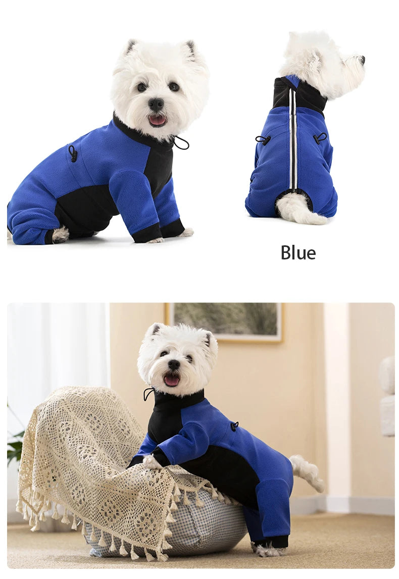 Winter Fleece Overalls for Small Dogs Closed Stomach Warm Dog Clothes Soft Pet Coat Jumpsuit for Male Female Dogs Cuttable Belly