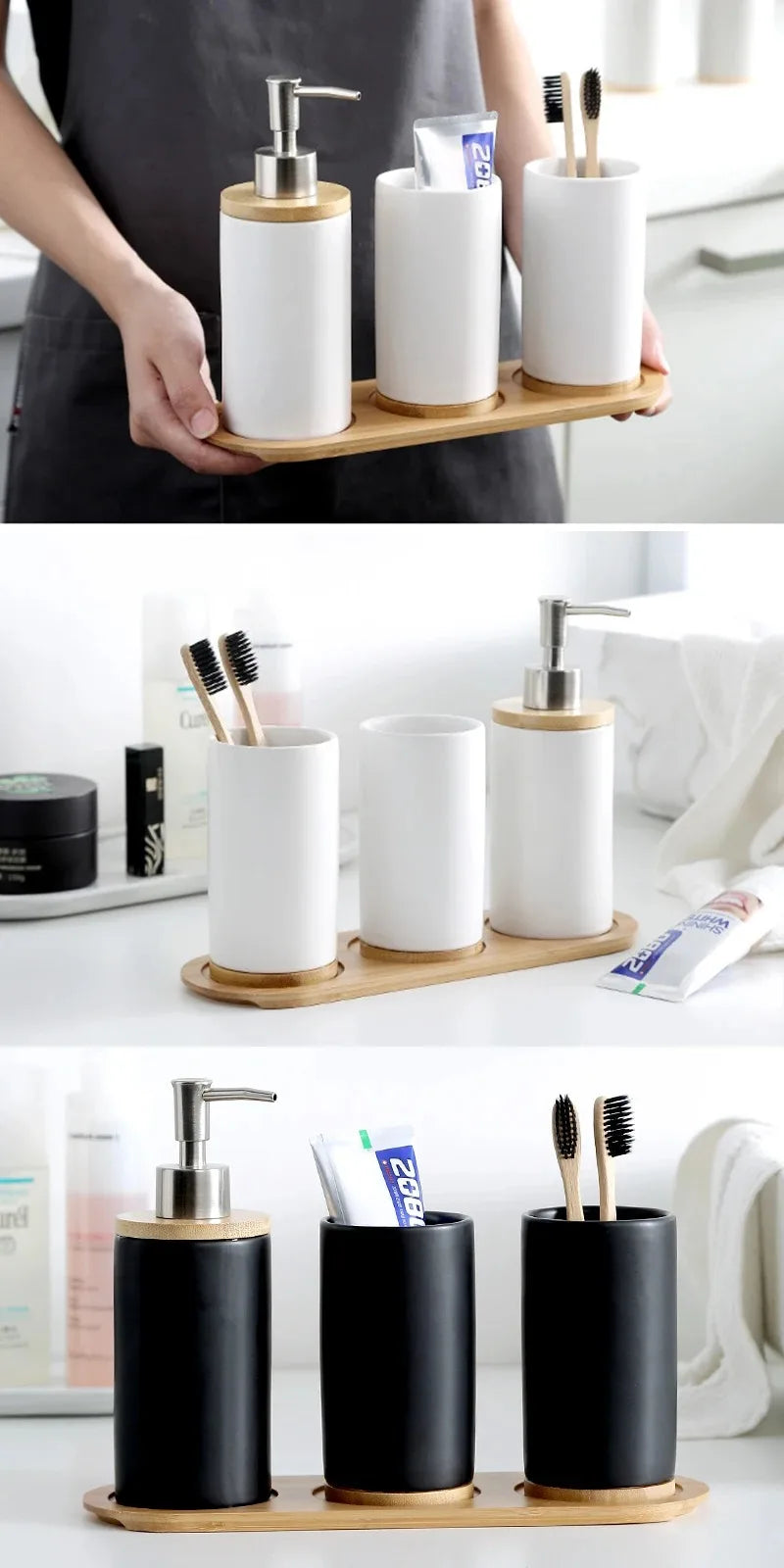 Ceramic Bathroom Accessories Set Fashion Soap Dispenser Toothbrush Holder Tumbler Ceramic Household Bathroom Product