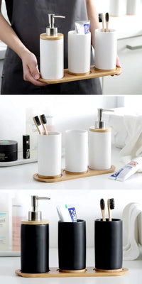 Ceramic Bathroom Accessories Set Fashion Soap Dispenser Toothbrush Holder Tumbler Ceramic Household Bathroom Product