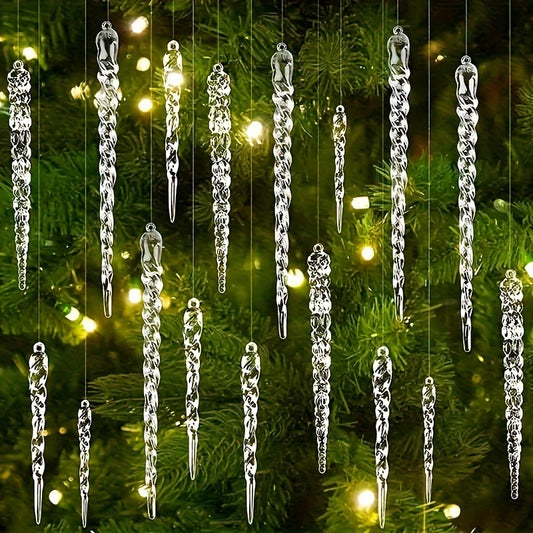 Christmas Tree Hanging Ornaments - Crystal Icicle Holiday Decorations– 2/24/36pcs