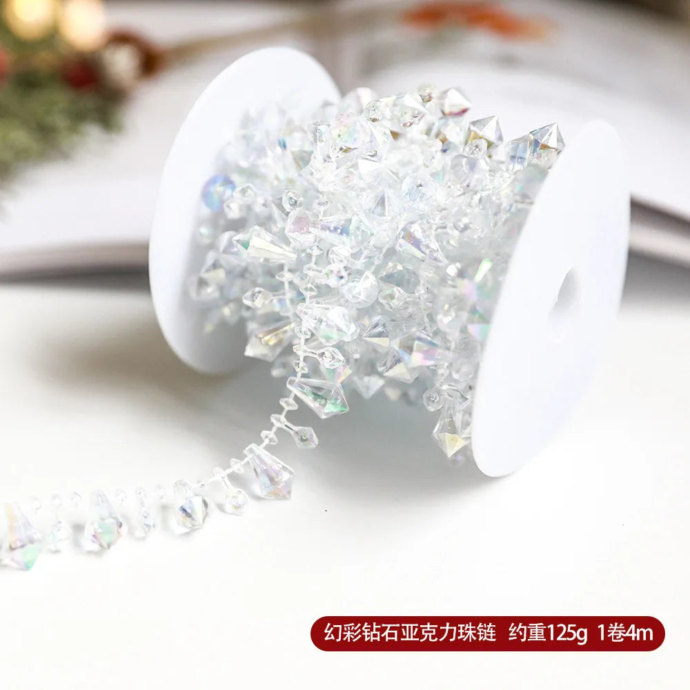 10M/Roll Pearl Chain Christmas Decorations Christmas Tree Pendant for Home Room Decor Party New Year DIY Gift Ornament Accessory