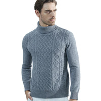 Fashion TurtleNeck Men's Knitted Sweaters Cashmere Sweater 100% Merino Wool Thick Knit Pullover Winter Fall Male Jumper Clothing