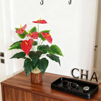 Artificial Plants 18 Head Anthurium Home Room Outdoor Garden Landscape Layout Festival Wedding Decora Potted Plant Photography