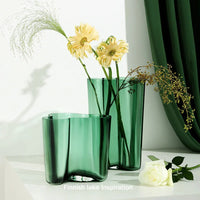 Green Glass Vase Modern Styel Transparent Flower Vase Floral Arrangement Accessories Terrarium Room Decoration Accessories