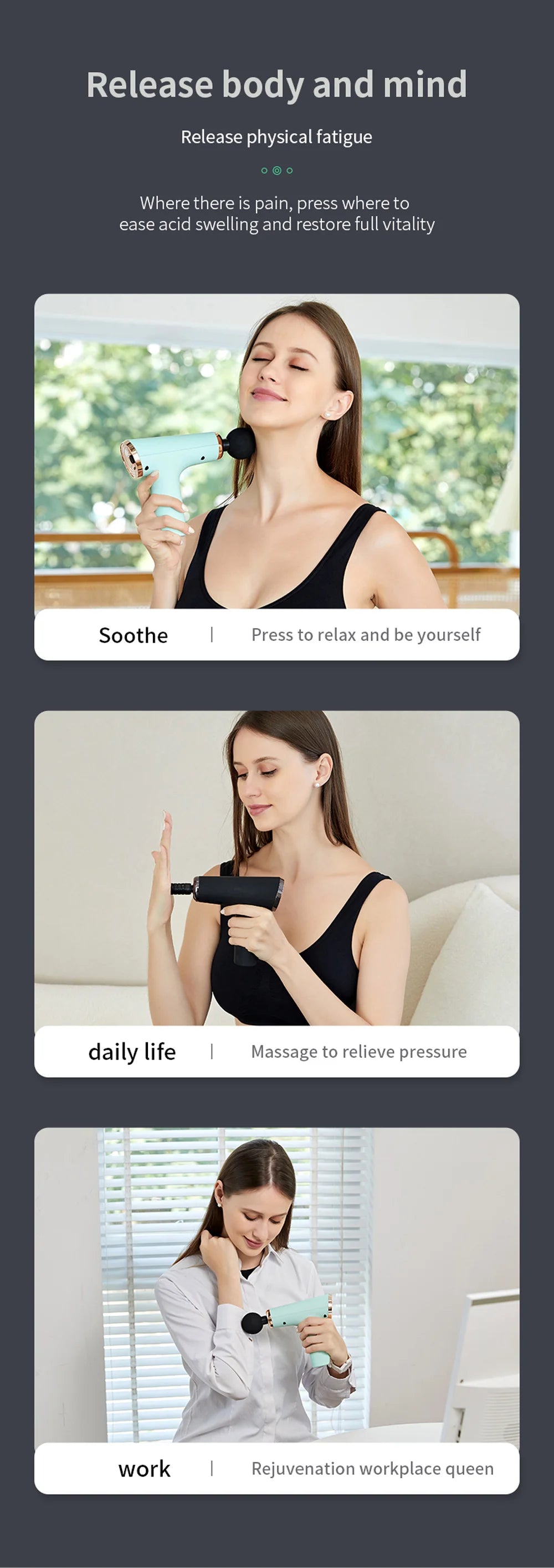 Massage Gun Portable Percussion Pistol Massager For Body Neck Deep Tissue Muscle Relaxation Gout Pain Relief Fitness