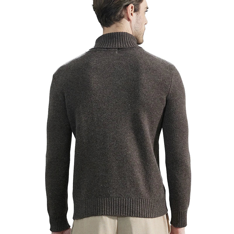 Fashion TurtleNeck Men's Knitted Sweaters Cashmere Sweater 100% Merino Wool Thick Knit Pullover Winter Fall Male Jumper Clothing