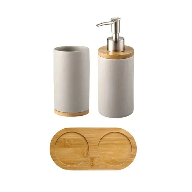 Ceramic Bathroom Accessories Set Fashion Soap Dispenser Toothbrush Holder Tumbler Ceramic Household Bathroom Product