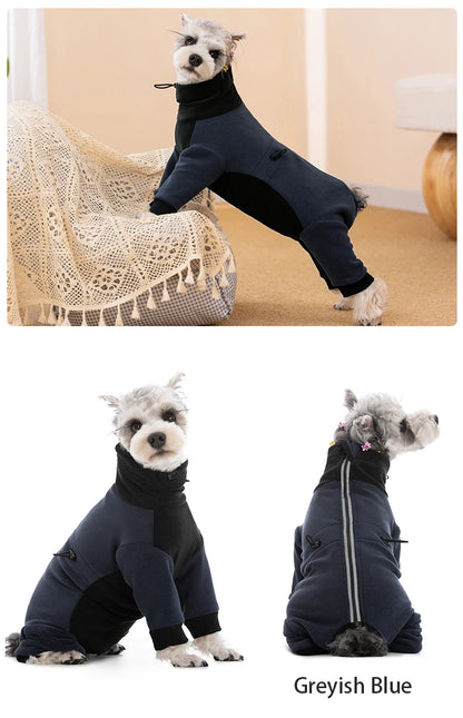 Winter Fleece Overalls for Small Dogs Closed Stomach Warm Dog Clothes Soft Pet Coat Jumpsuit for Male Female Dogs Cuttable Belly